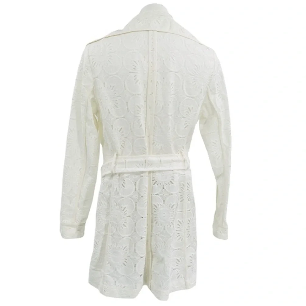 TRINA TURK Off White Lace Belted Wrap Jacket Size 6 - Picture 6 of 10